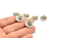 Silver Leaf Charm, 2 Antique Silver Plated Brass Leaf Charm Earrings With 1 Loop, Pendants, Findings (16x18mm) N0887