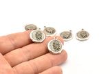 Silver Leaf Charm, 2 Antique Silver Plated Brass Leaf Charm Earrings With 1 Loop, Pendants, Findings (16x18mm) N0887