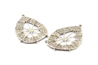 Silver Spider Charm, Antique Silver Plated Brass Spider Web Charms With 4 Loops, Pendants, Earrings (57x37x1mm) N0725