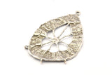Silver Spider Charm, Antique Silver Plated Brass Spider Web Charms With 4 Loops, Pendants, Earrings (57x37x1mm) N0725
