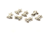 Silver Frog Charm, 6 Antique Silver Plated Brass Frog Charm Earrings With 1 Loop, Pendants, Findings (11x16mm) N0907