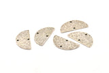 Semi Circle Charm, 6 Hammered Antique Silver Plated Brass Semi Circle Charms With 2 Holes, Pendants, Findings (21.5x11x1mm) N0926