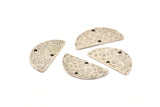 Semi Circle Charm, 6 Hammered Antique Silver Plated Brass Semi Circle Charms With 2 Holes, Pendants, Findings (21.5x11x1mm) N0926