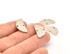 Semi Circle Charm, 6 Hammered Antique Silver Plated Brass Semi Circle Charms With 2 Holes, Pendants, Findings (21.5x11x1mm) N0926