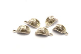 Silver Hat Charm, 4 Antique Silver Plated Brass Cowboy Hat Charm Earrings With 1 Loop, Findings (17x10mm) N0900