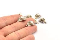 Silver Hat Charm, 4 Antique Silver Plated Brass Cowboy Hat Charm Earrings With 1 Loop, Findings (17x10mm) N0900