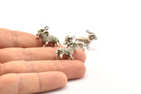 Silver Aries Charm, 2 Antique Silver Plated Brass Aries Charm Earrings With 1 Loop, Pendants, Findings (19x16mm) N0901