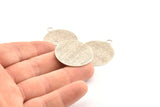 Silver Round Tag, 4 Antique Silver Plated Brass Textured Round Stamping Blanks With 1 Loop, Pendants, Findings (35x30x0,50mm) D0734
