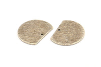 Semi Circle Charm, 8 Antique Silver Plated Brass Textured Half Moon Blanks With 1 Hole, Earrings, Pendants (19x15x0.80mm) D0769