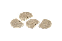 Semi Circle Charm, 8 Antique Silver Plated Brass Textured Half Moon Blanks With 1 Hole, Earrings, Pendants (19x15x0.80mm) D0769