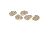 Semi Circle Charm, 8 Antique Silver Plated Brass Textured Half Moon Blanks With 1 Hole, Earrings, Pendants (19x15x0.80mm) D0769