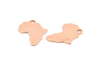 Rose Gold Africa Charm, 2 Rose Gold Plated Brass African Continent Pendants With 1 Hole, Findings (24x16x1.2mm) D979 Q0878