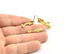 Brass Koi Fish Earring, 6 Raw Brass Koi Fish Stud Earrings, Jewelry Supplies, Findings (24x8mm) N0422 A1205