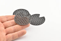 Siyah Yuvarlak Charm, 2 Delikli, Kolye Uçlu, Bağlantı Parçalı 2 Çekiçlenmiş Oksitlenmiş Siyah Pirinç Pizza Dilimi Charm (45x1mm) D1030 S555