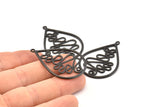 Black Drop Earring, 2 Oxidized Black Brass Drop Earring Charms With 1 Loop, Pendants, Findings (42x30mm) V131 S1040
