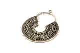 Silver Ethnic Charm 2 Antique Silver Plated Brass Ethnic Charms With 1 Loop, Earrings, Findings, Pendants (36x28mm) N0908