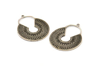 Silver Ethnic Charm 2 Antique Silver Plated Brass Ethnic Charms With 1 Loop, Earrings, Findings, Pendants (36x28mm) N0908