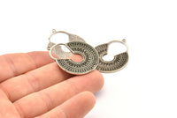 Silver Ethnic Charm 2 Antique Silver Plated Brass Ethnic Charms With 1 Loop, Earrings, Findings, Pendants (36x28mm) N0908