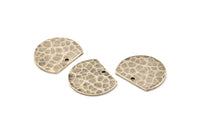 Semi Circle Charm, 4 Hammered Antique Silver Plated Brass Semi Circle Charms With 1 Hole, Pendants, Findings (19x15x1mm) N0925
