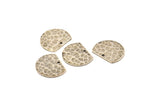 Semi Circle Charm, 4 Hammered Antique Silver Plated Brass Semi Circle Charms With 1 Hole, Pendants, Findings (19x15x1mm) N0925