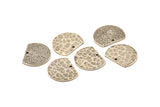 Semi Circle Charm, 4 Hammered Antique Silver Plated Brass Semi Circle Charms With 1 Hole, Pendants, Findings (19x15x1mm) N0925