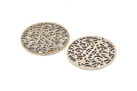 Silver Mandala Charm, Antique Silver Plated Brass Textured Mandala Charms, Earrings, Pendants, Findings (37mm) V124