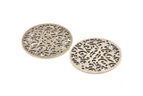 Silver Mandala Charm, Antique Silver Plated Brass Textured Mandala Charms, Earrings, Pendants, Findings (37mm) V124