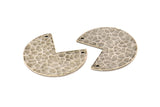 Silver Geometric Charm, 2 Hammered Antique Silver Plated Brass Stamping Blank Charms With 2 Holes, Pendants (30x26x1mm) N0928