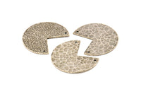 Silver Geometric Charm, 2 Hammered Antique Silver Plated Brass Stamping Blank Charms With 2 Holes, Pendants (30x26x1mm) N0928