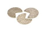 Silver Geometric Charm, 2 Hammered Antique Silver Plated Brass Stamping Blank Charms With 2 Holes, Pendants (30x26x1mm) N0928