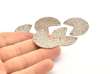 Silver Geometric Charm, 2 Hammered Antique Silver Plated Brass Stamping Blank Charms With 2 Holes, Pendants (30x26x1mm) N0928