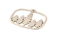 Silver Tree Charm, Antique Silver Plated Brass Tree Charms With 1 Hole, Pendants, Findings (44x34mm) V095 H1000