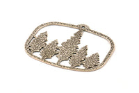 Silver Tree Charm, Antique Silver Plated Brass Tree Charms With 1 Hole, Pendants, Findings (44x34mm) V095 H1000