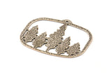 Silver Tree Charm, Antique Silver Plated Brass Tree Charms With 1 Hole, Pendants, Findings (44x34mm) V095 H1000