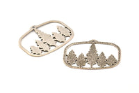 Silver Tree Charm, Antique Silver Plated Brass Tree Charms With 1 Hole, Pendants, Findings (44x34mm) V095 H1000