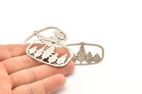 Silver Tree Charm, Antique Silver Plated Brass Tree Charms With 1 Hole, Pendants, Findings (44x34mm) V095 H1000