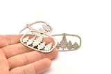 Silver Tree Charm, Antique Silver Plated Brass Tree Charms With 1 Hole, Pendants, Findings (44x34mm) V095 H1000