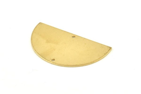 Semi Circle Charm, 6 Raw Brass Half Moon Blanks With 2 Holes, Findings, Pendants (38x22x0.80mm) D1111