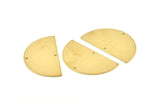 Semi Circle Charm, 6 Raw Brass Half Moon Blanks With 2 Holes, Findings, Pendants (38x22x0.80mm) D1111