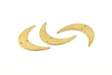 Brass Moon Charm, 12 Raw Brass Crescent Moon Charms With 2 Holes, Findings, Connectors (30x8x1mm) D1201