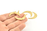 Brass Moon Charm, 12 Raw Brass Crescent Moon Charms With 2 Holes, Findings, Connectors (30x8x1mm) D1201