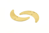 Brass Moon Charm, 24 Raw Brass Crescent Moon Charms With 2 Holes, Findings, Connectors (28x8x0.65mm) D1224