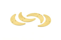 Brass Moon Charm, 24 Raw Brass Crescent Moon Charms With 2 Holes, Findings, Connectors (28x8x0.65mm) D1224