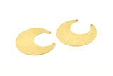 Brass Moon Charm, 10 Hammered Raw Brass Horn Charms With 2 Holes, Findings, Connectors (30x13.5x0.50mm) D1243