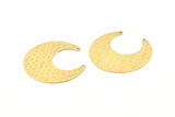 Brass Moon Charm, 10 Hammered Raw Brass Horn Charms With 2 Holes, Findings, Connectors (30x13.5x0.50mm) D1243