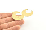 Brass Moon Charm, 10 Hammered Raw Brass Horn Charms With 2 Holes, Findings, Connectors (30x13.5x0.50mm) D1243