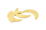 Brass Moon Blank, 24 Raw Brass Crescent Moon Blanks Without Holes (28x8x0.65mm) D949