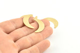 Brass Moon Blank, 24 Raw Brass Crescent Moon Blanks Without Holes (28x8x0.65mm) D949