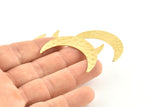 Brass Moon Blank, 8 Hammered Raw Brass Crescent Moon Blanks Without Holes (42x10x0.80mm) D1216