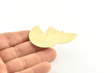 Brass Geometric Charm, 10 Textured Raw Brass Fan Charms With 1 Loop, Pendants, Earrings, Findings (38x23x0.40mm) D1241